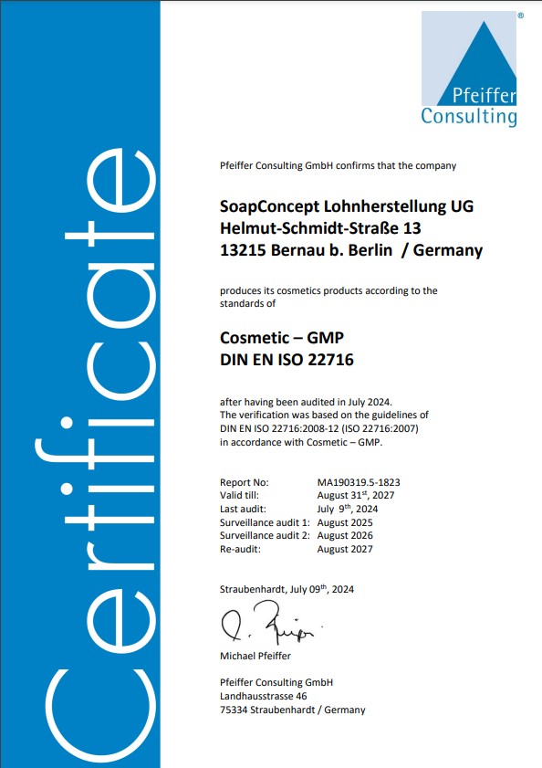 ISO 22716 Zertifizierung ISO 22716 Zertifizierung